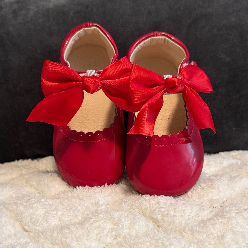 Charming Red Bow Kids Dress Shoes